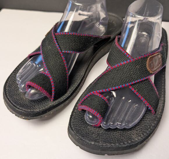 Vtg Dead Tread Grateful Dead Sandals MENS SIZE 10 Black Red Blue Trim Skeleton main image 9